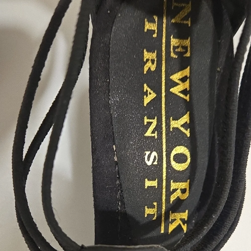 New York Transit Black Embellished T-Strap Sandals - Picture 2 of 8